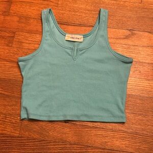 Teal crop tank top, size large from ocean drive